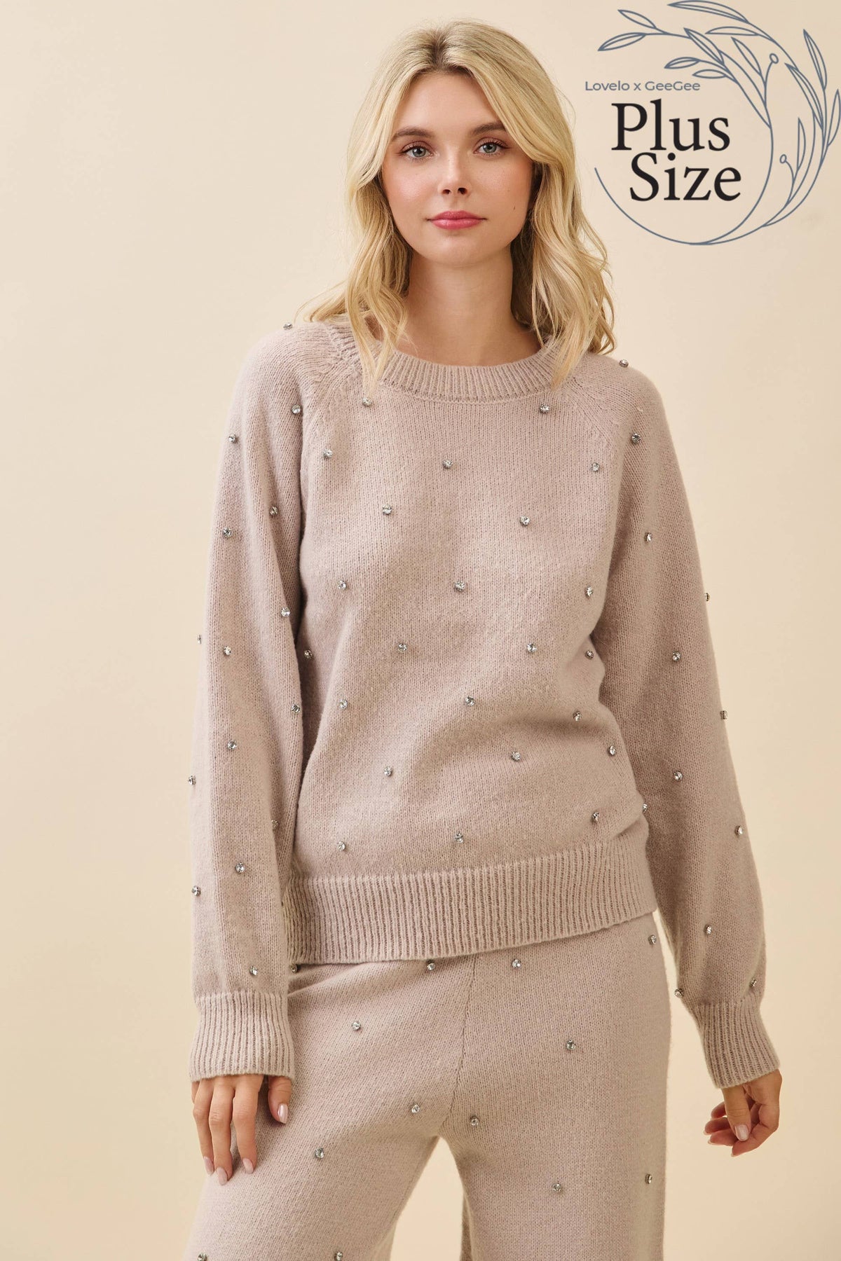 Rhinestone Embellished Knit Sweater | Curvy