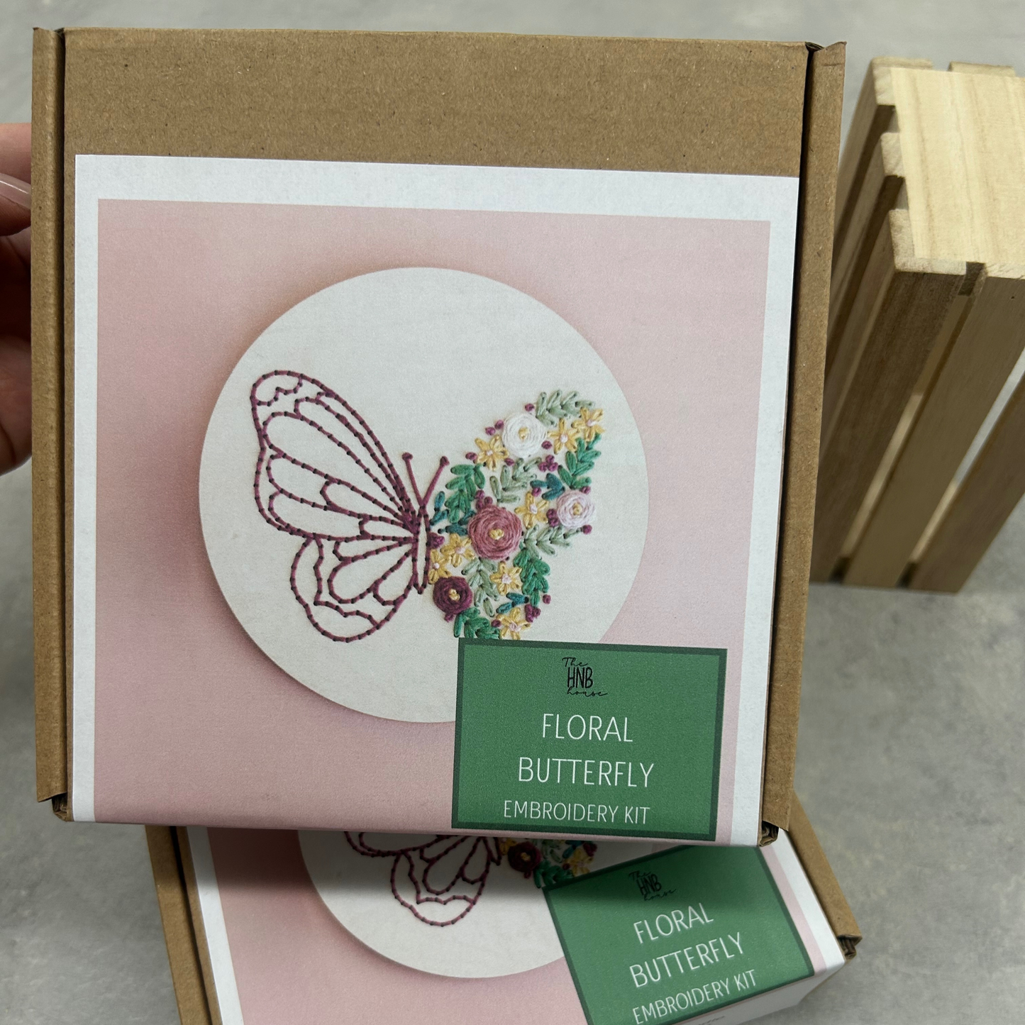 Floral Butterfly Embroidery Kit – Decorative DIY Craft: Cellophane Bag