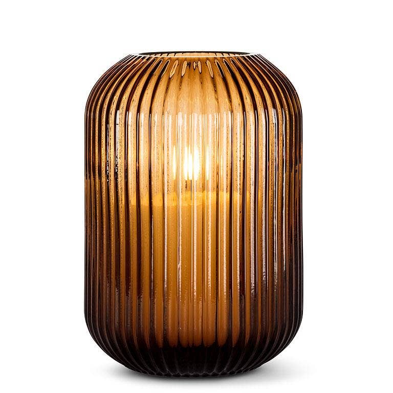 Medium Ridge Capsule Vase - Brown - 9"H