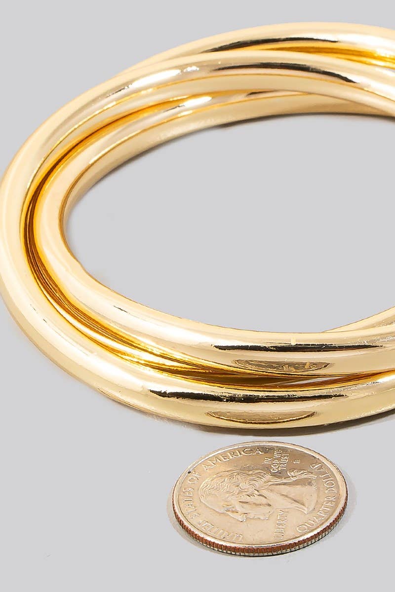 Layered Metallic Tube Bangle Bracelet Set