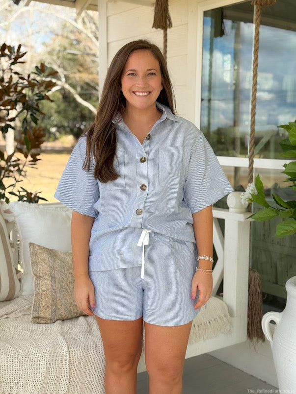 Alison Linen Striped Button-Up Shirt