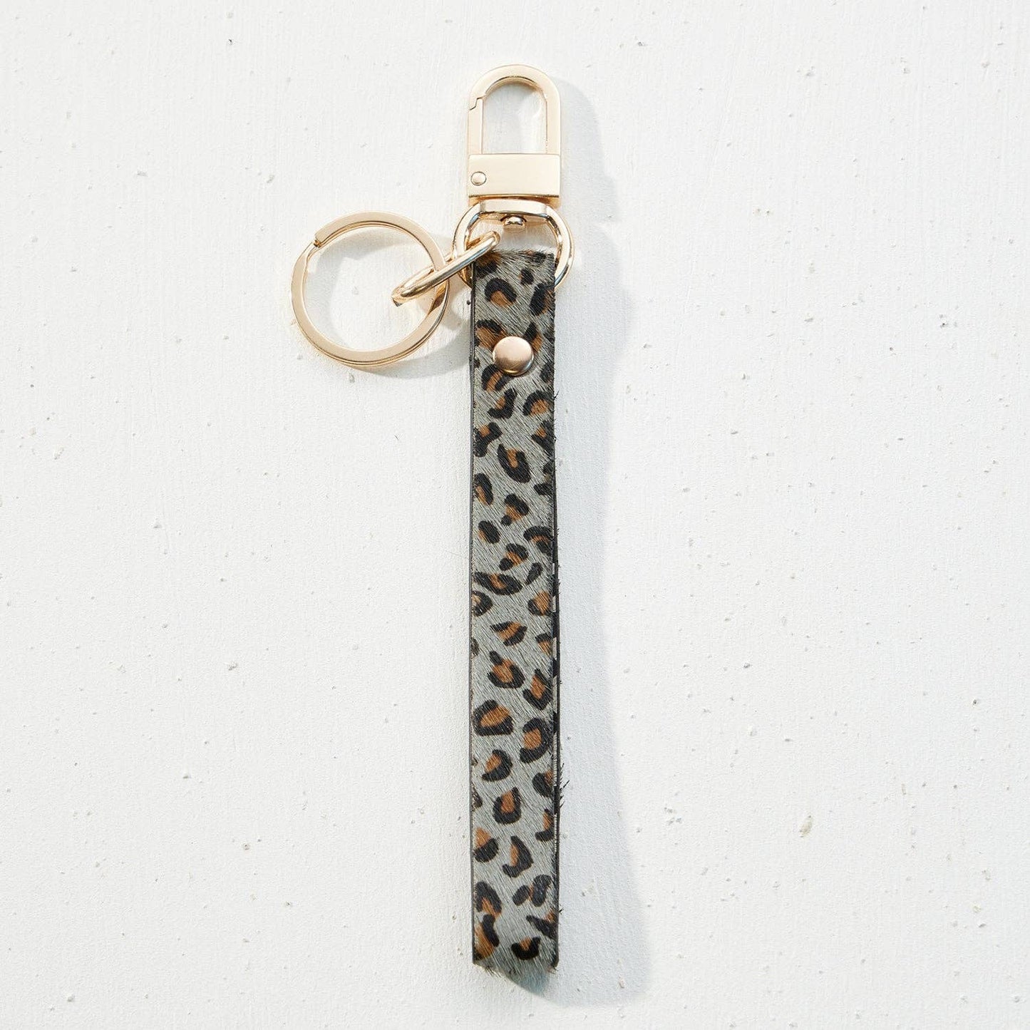 Luxe Calfskin Lanyard | Keychain with O-Ring: GRAY