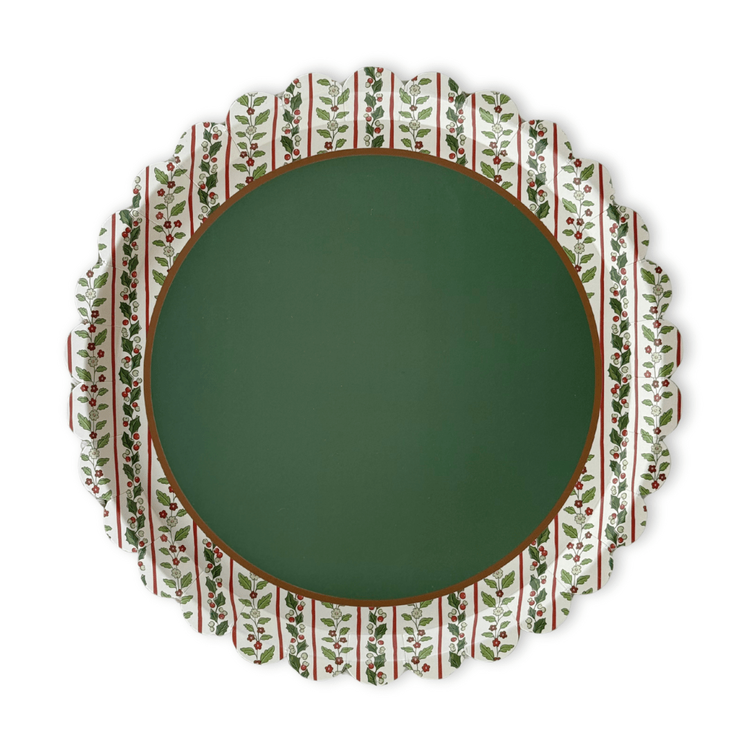 Hearth & Holly Vintage Floral Scalloped Dinner Plate (12pcs)