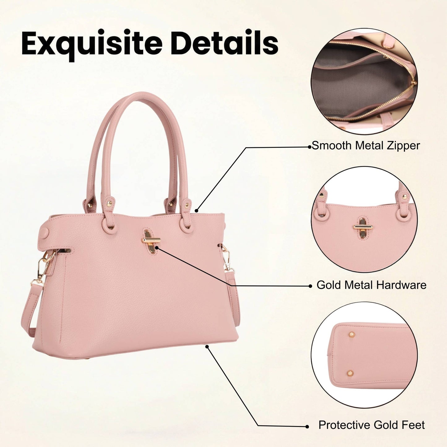 Yara Vegan Leather Satchel Bag – Pink