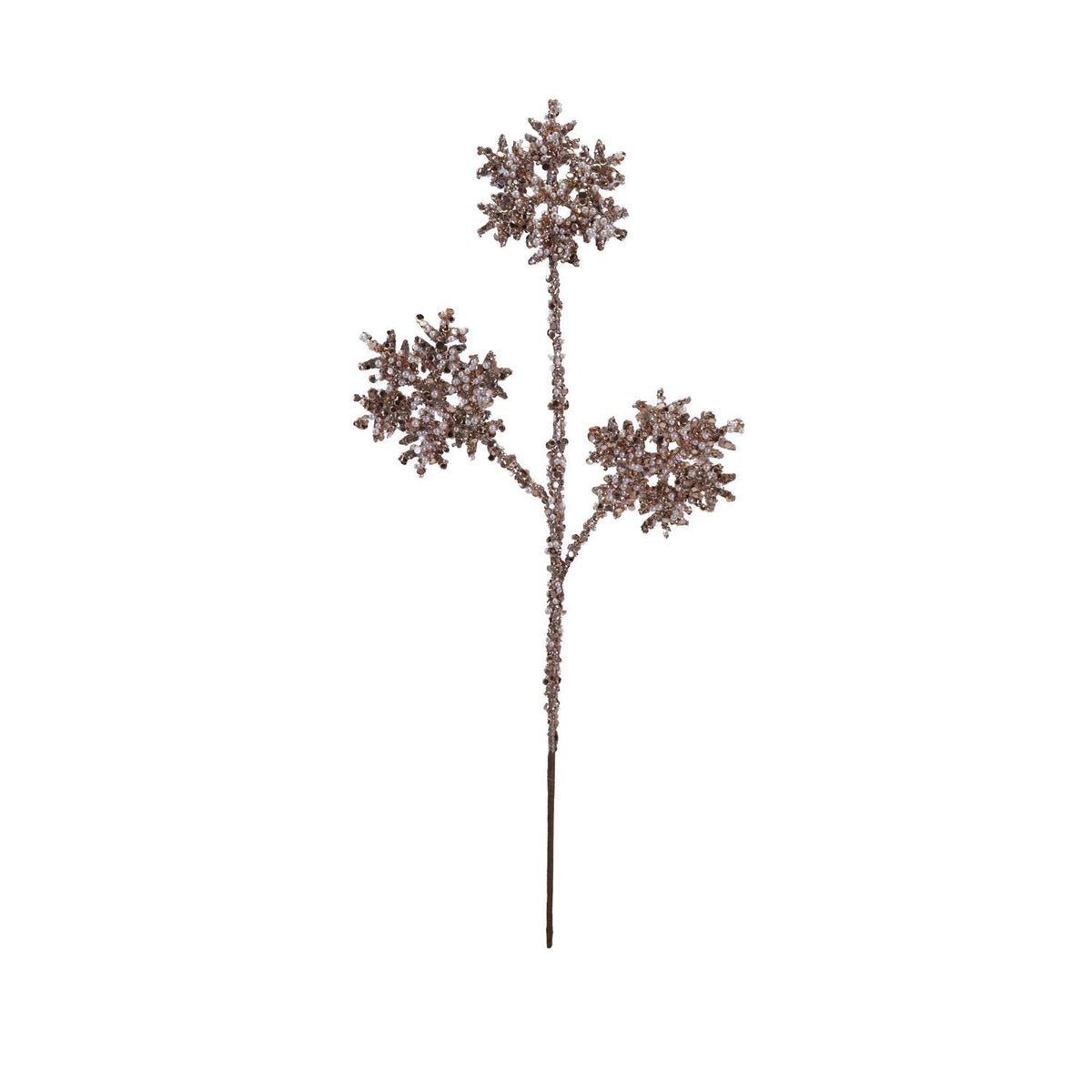Snowflake Stem with Glitter & Faux Pearls, Champagne Finish | 24"H