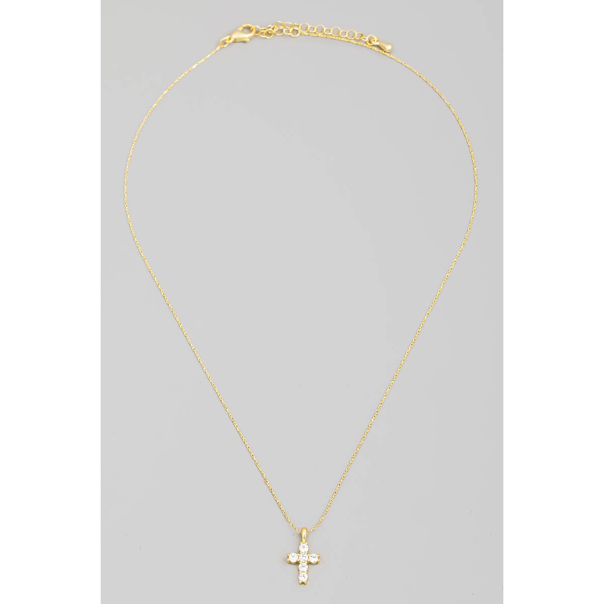 Gold Dipped Studded Cross Pendant Necklace: S