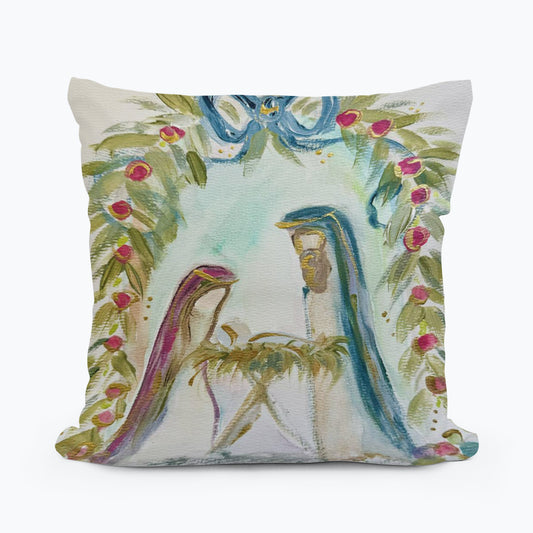 Bridgett Garland Nativity Pillow: 22"x22"
