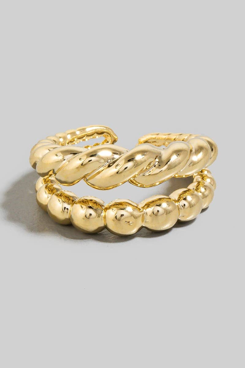 Layered Textured Open Band Ring: G