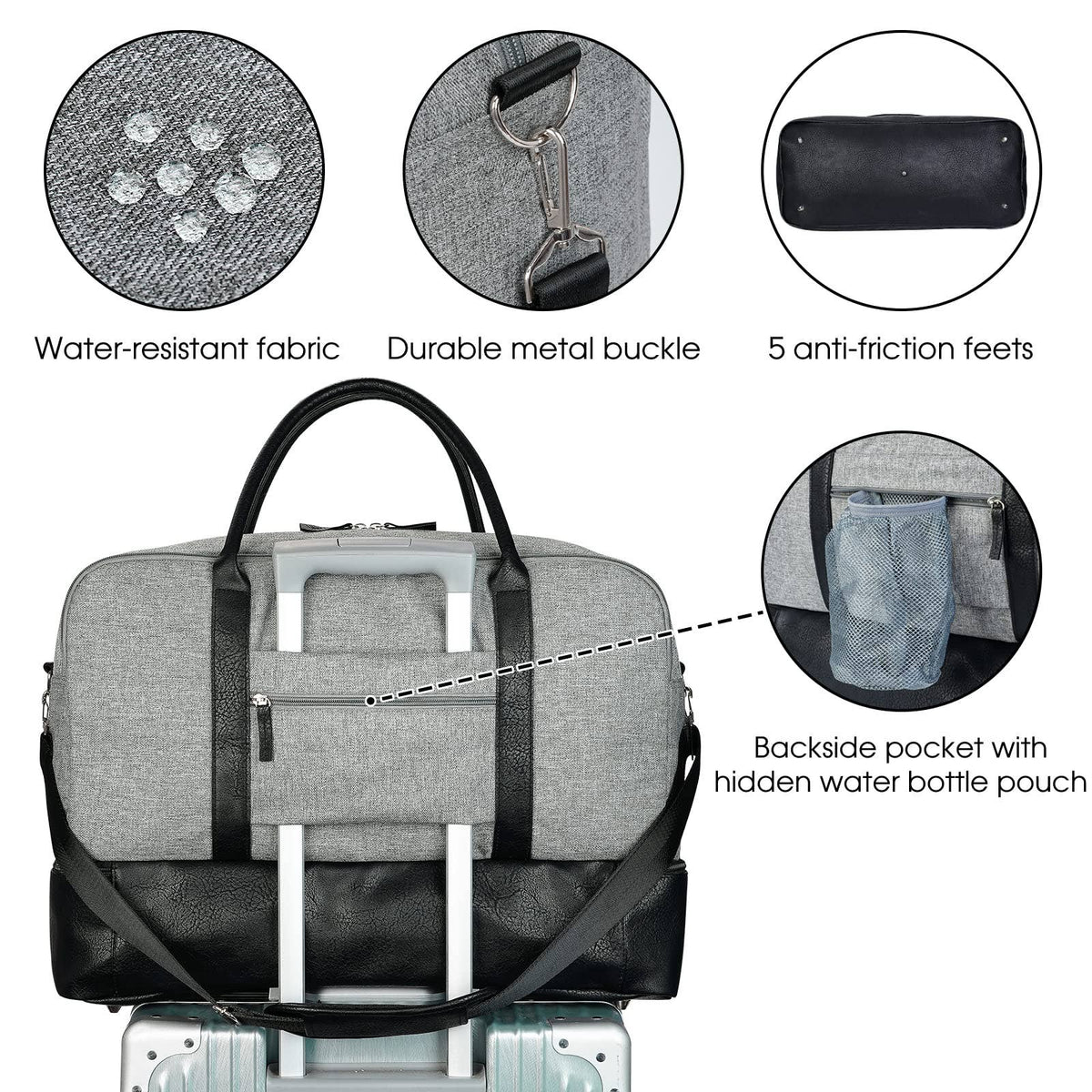 WANDF Large Carry on Canvas Duffel Bag for Travel Business: Blue Strips