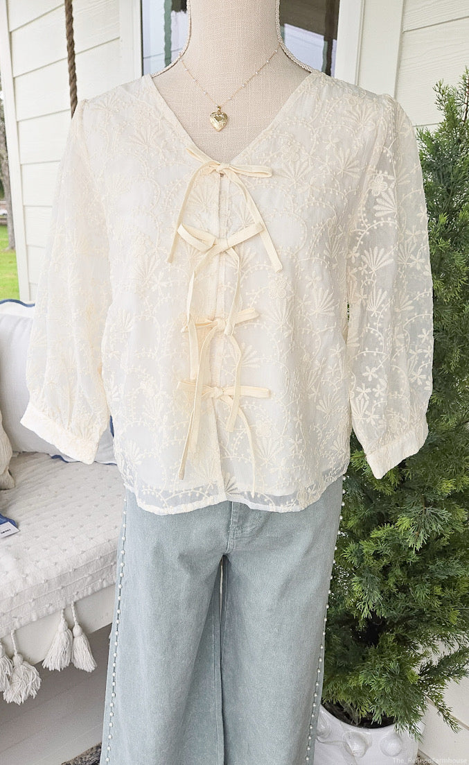 Natural Lace Bow Top
