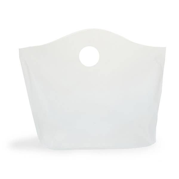 Wave Top Plastic Retail Merchandise Bags: Clear Frosted, Medium 18x15x6"