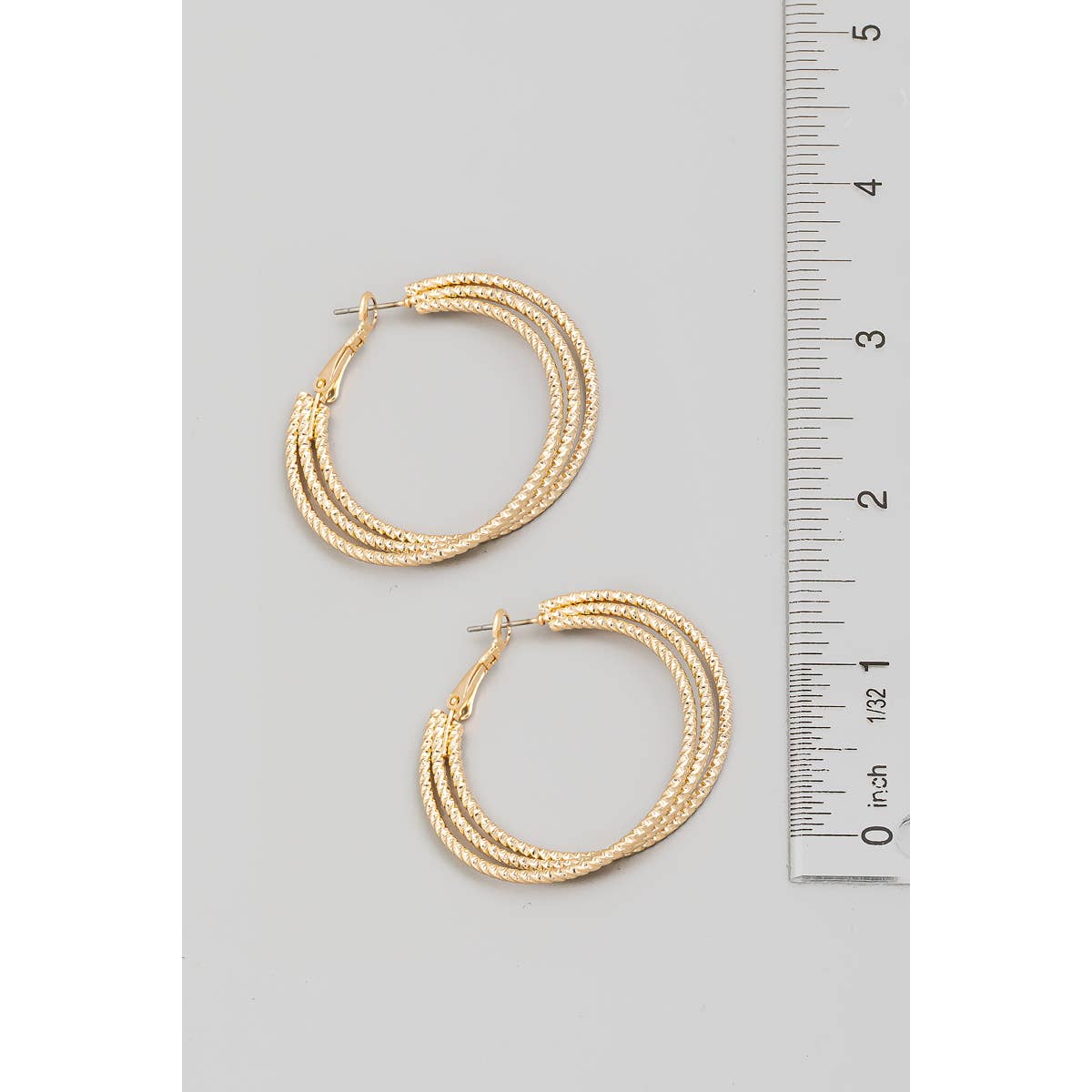 Layered Textured Metallic Hoop Earrings: G
