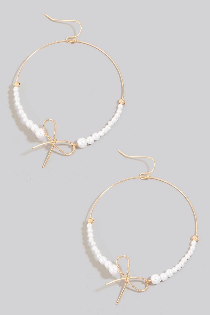 Wire Beaded Bow Hoop Earrings: GD