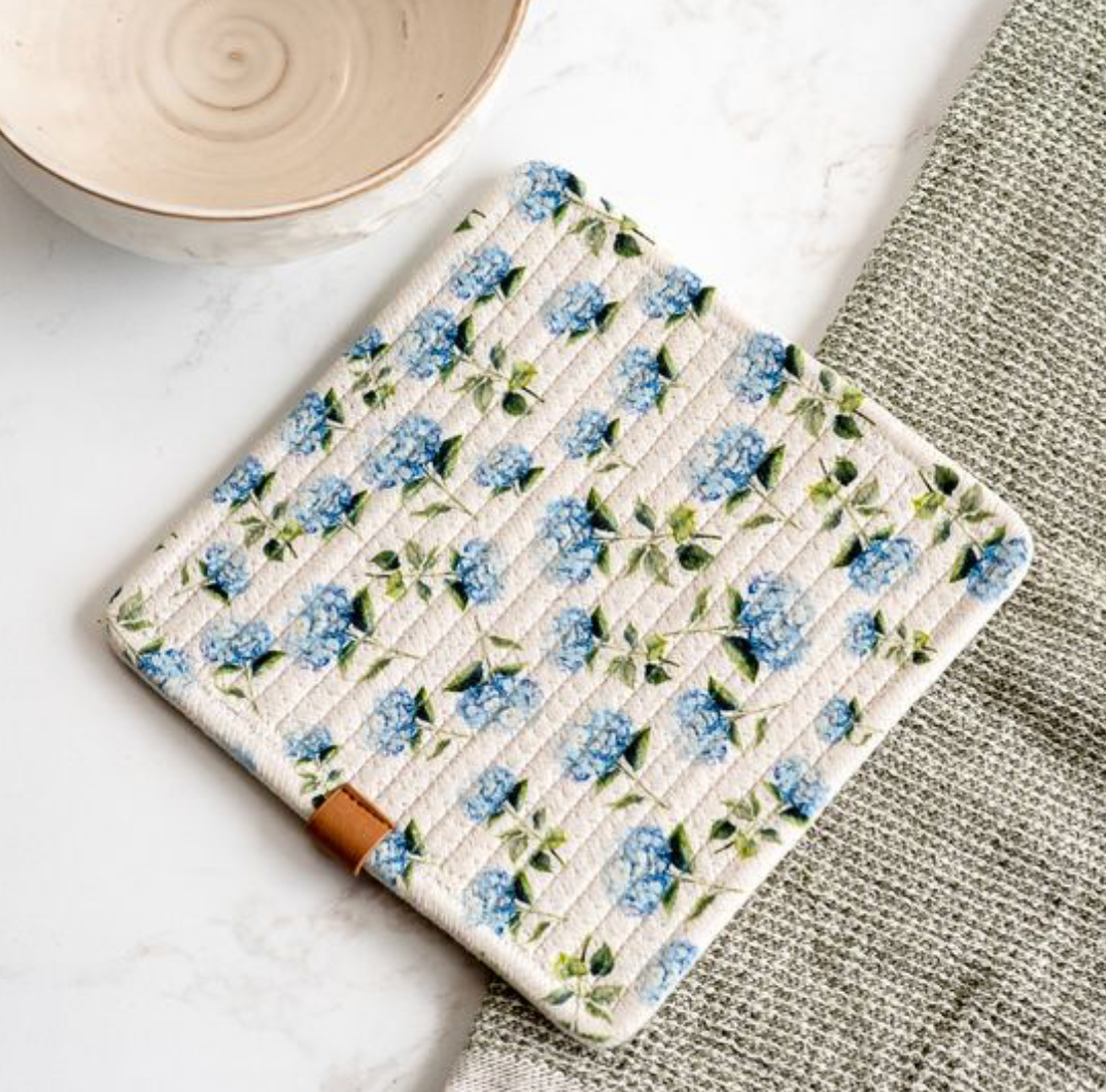 Blue Hydrangea Quilted Hot Pad