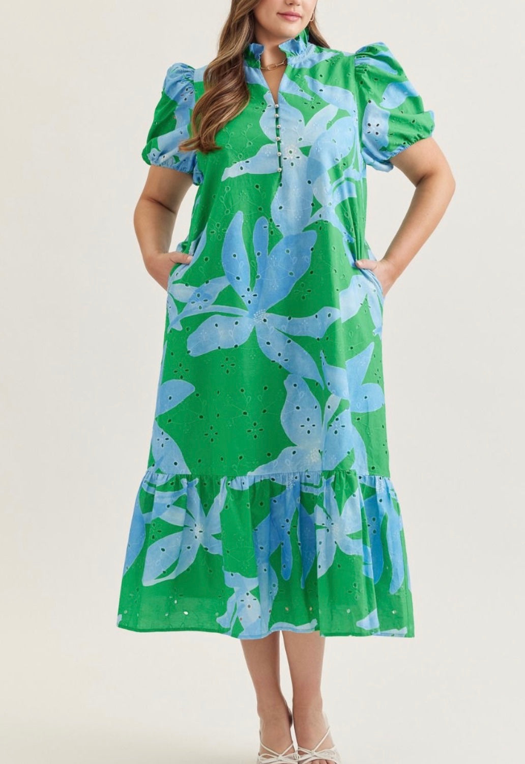 Fresh Bloom Midi Dress-Curvy
