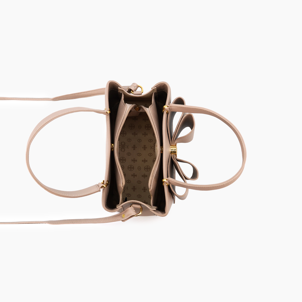 Jesse Bow Vegan Crossbody Bag: Beige