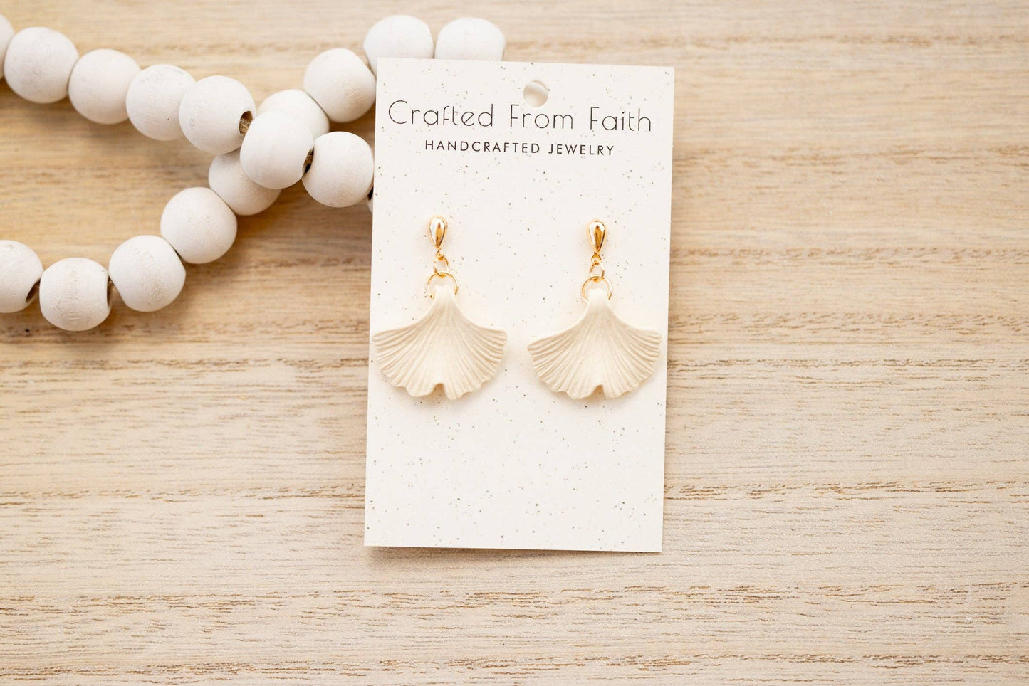 Ginkgo Leaf Dangles: Gold / Ivory