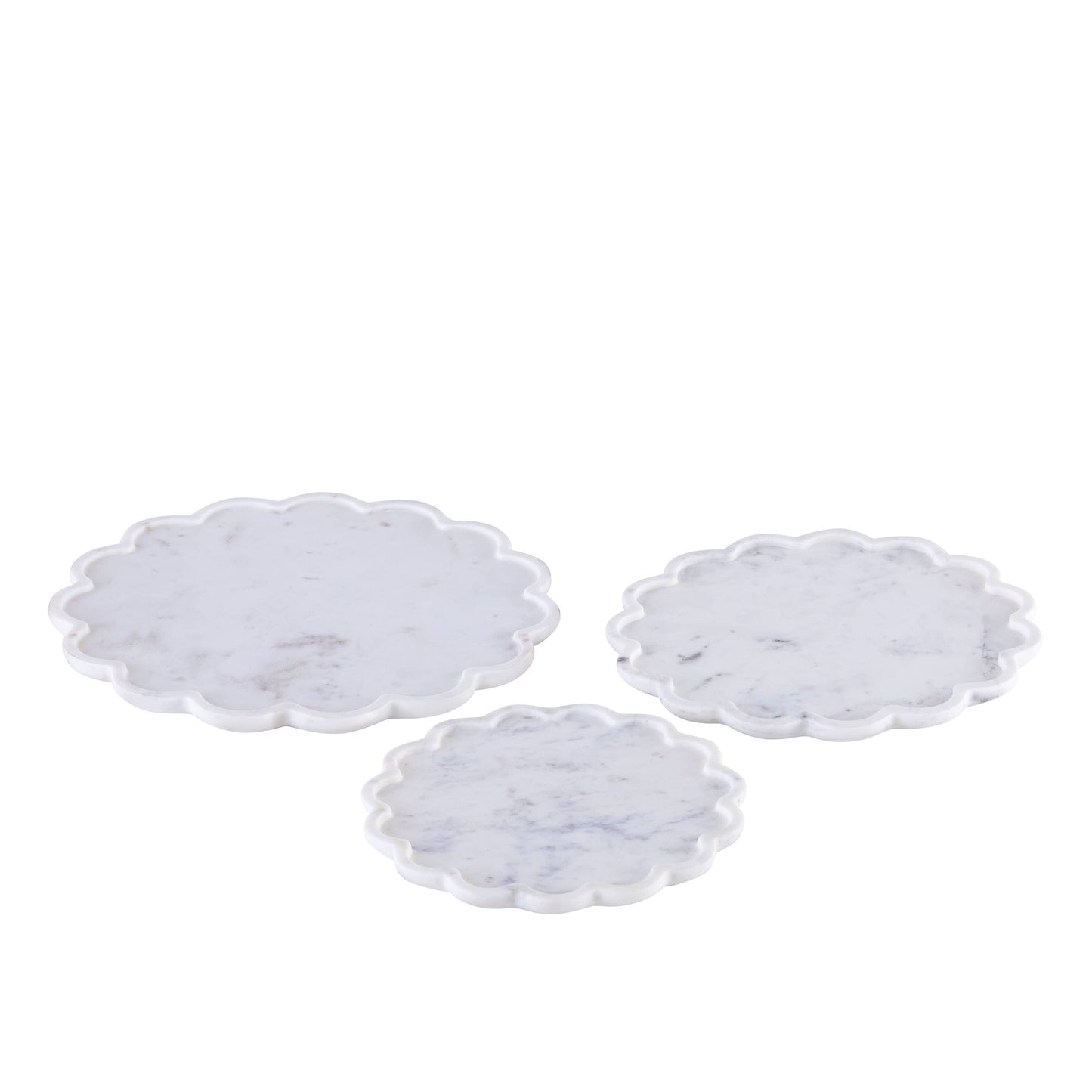 White Marble Medium Clover Round Platter
