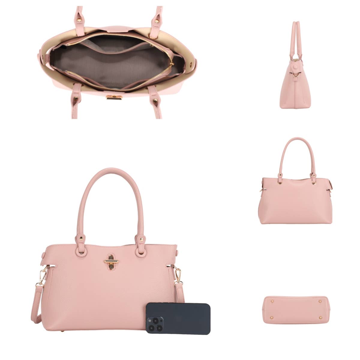 Yara Vegan Leather Satchel Bag – Pink