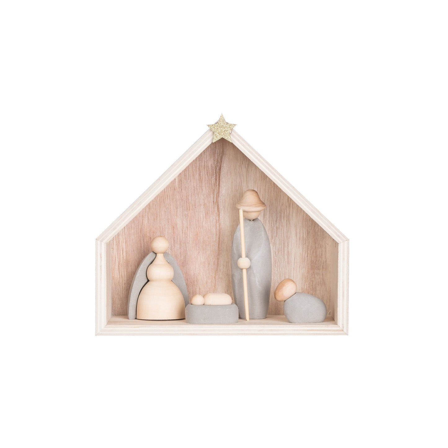 Wood and Cement Nativity Set of 5