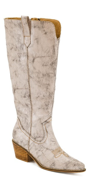 Hats Off Putty Crackle Western Boots