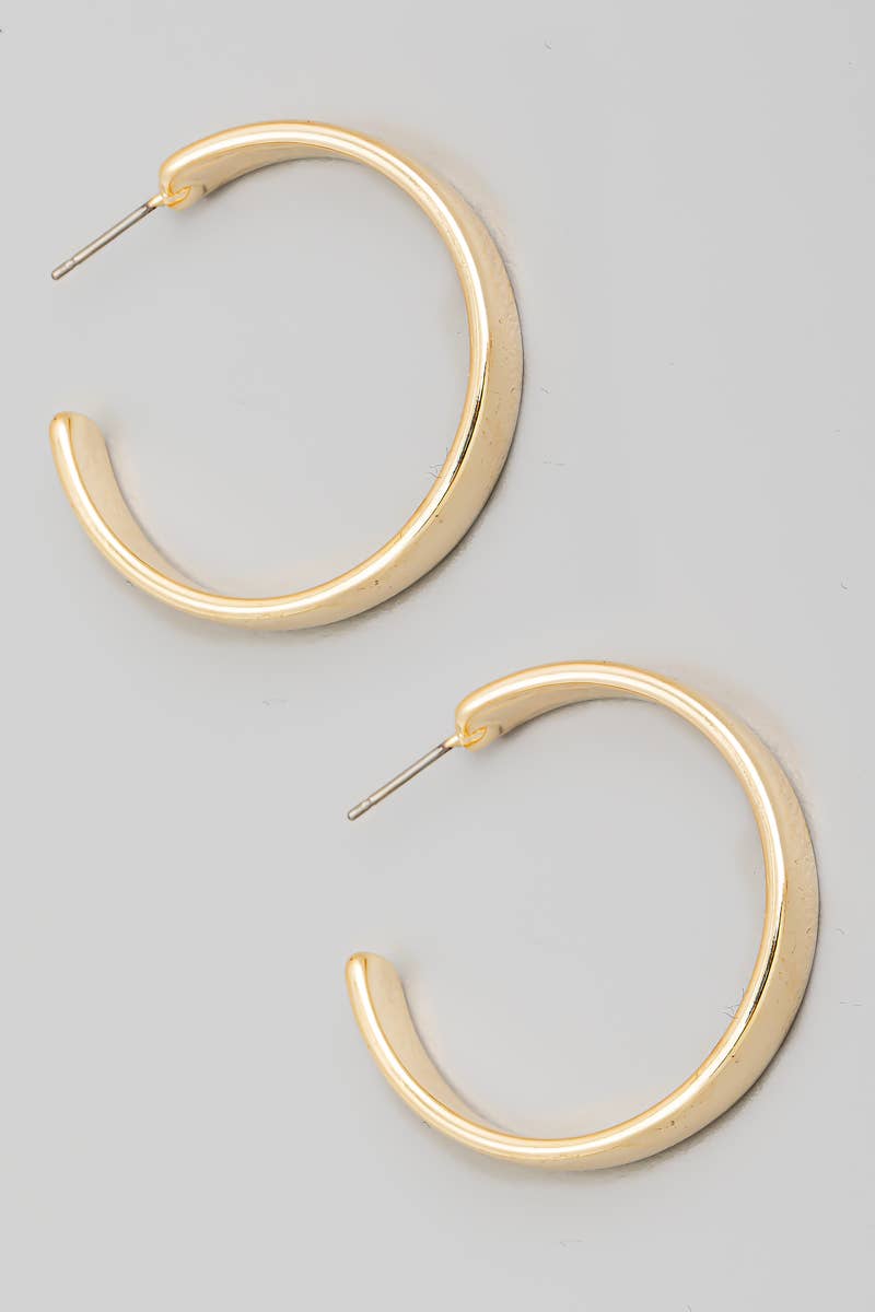 Flat Metallic Hoop Earrings: G