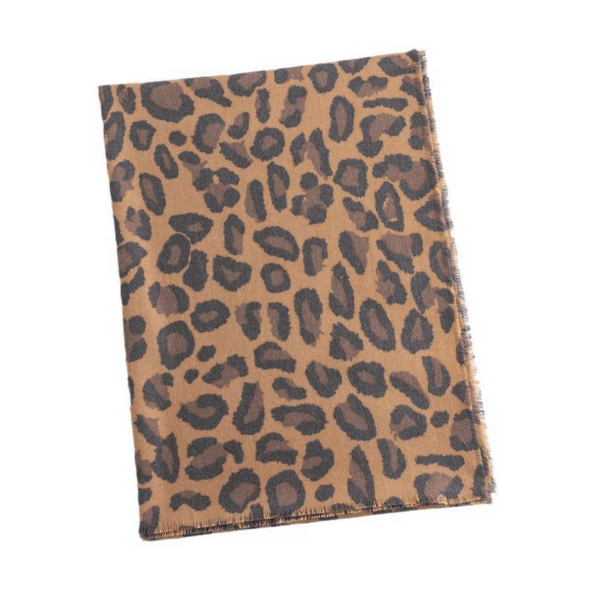 Leopard Print Twill Scarf | Brown