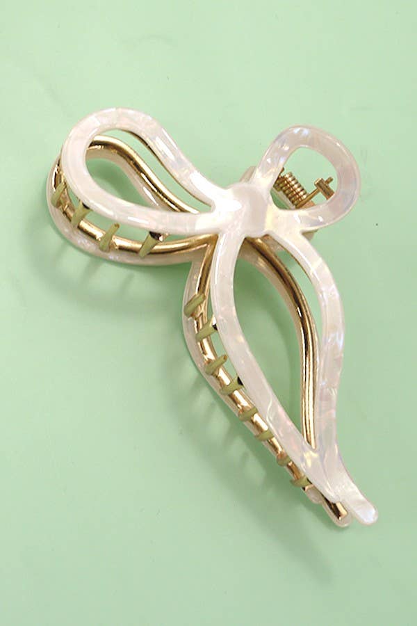 Ivory Jumbo Cellulose Casting Bow Hair Clip