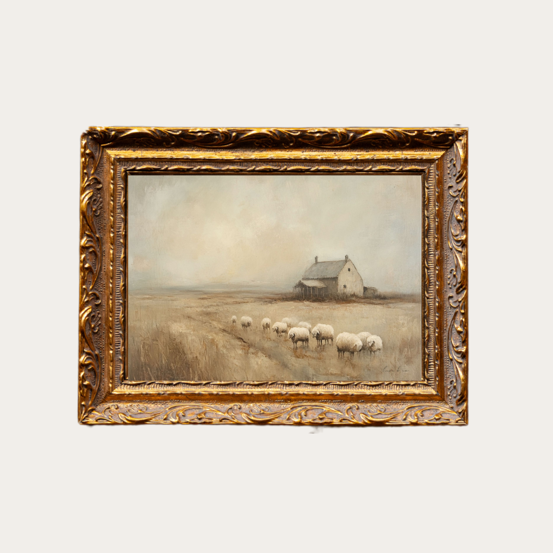 Vintage Farmland | French Brass Inspired Gold Mould Framed Art: 5 x 7