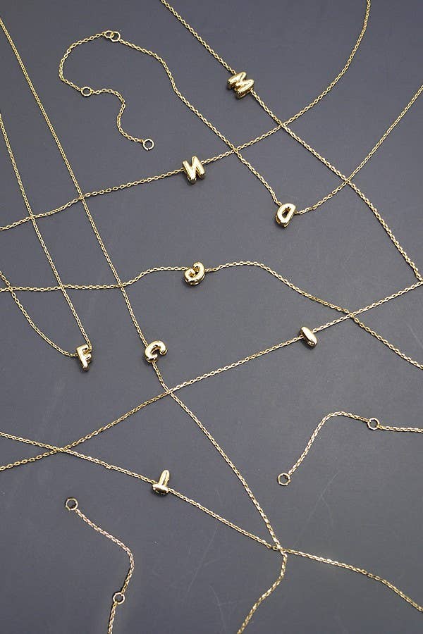 MINI PERSONALIZED INITIAL 3D BUBBLE LETTER NECKLACE | 80N324: A