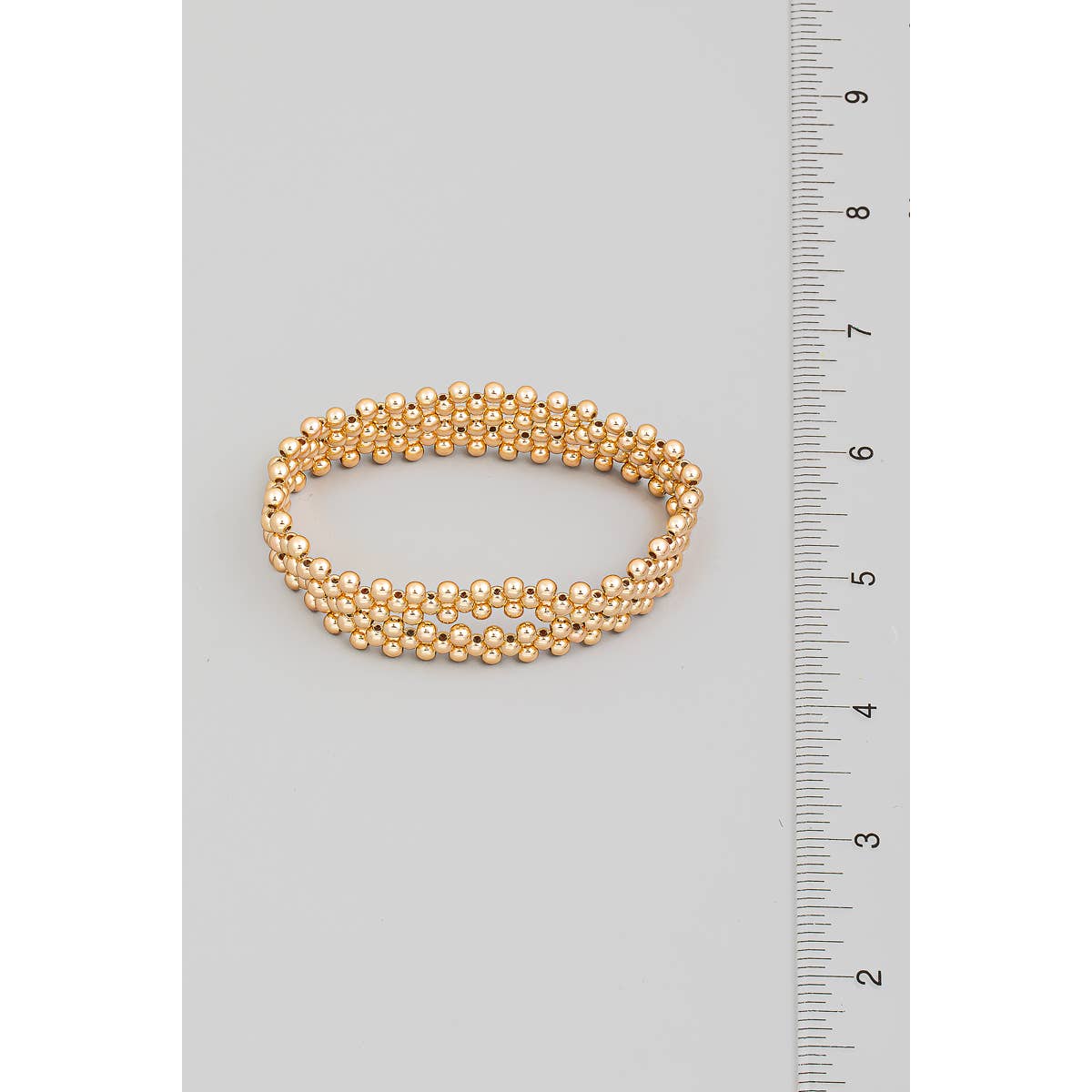 Elastic Metallic Beaded Bracelet Set: G