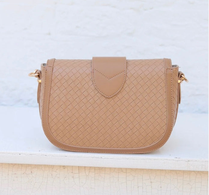 Griffin Crossbody Bag Woven Tan