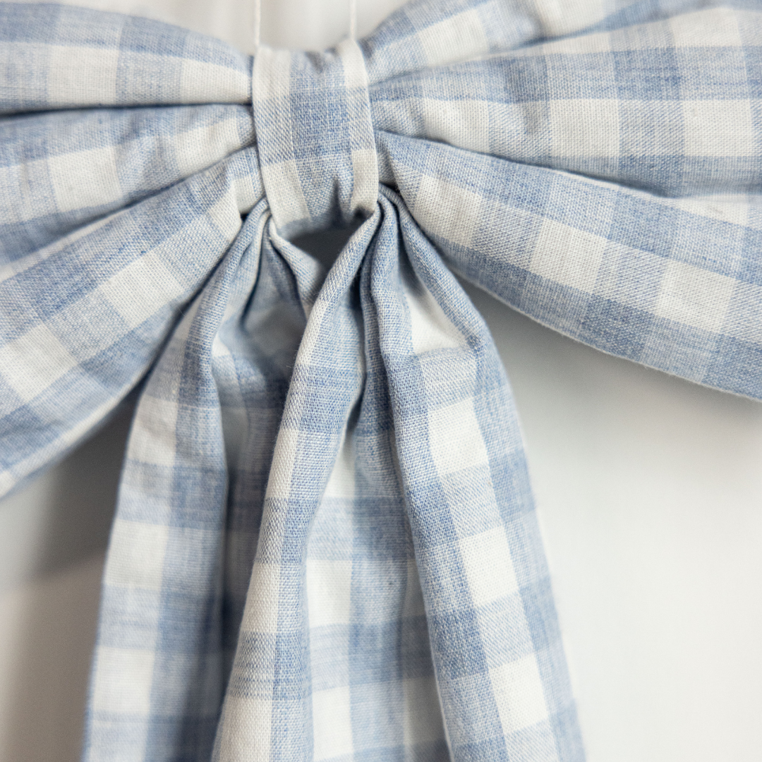 Bow Baby Blue Gingham Fabric Bows: Large