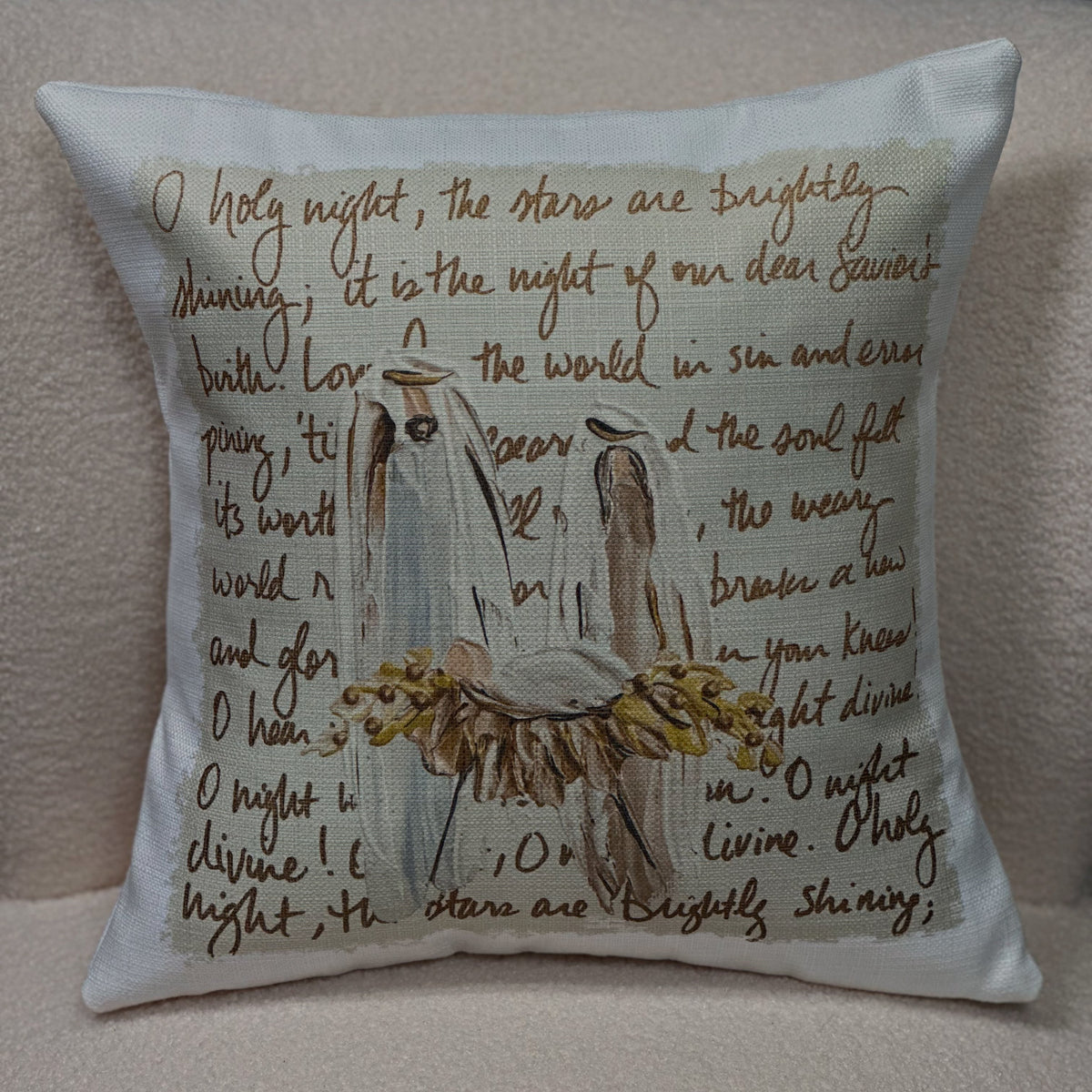 O Holy Night Nativity Square Pillow - 18x18