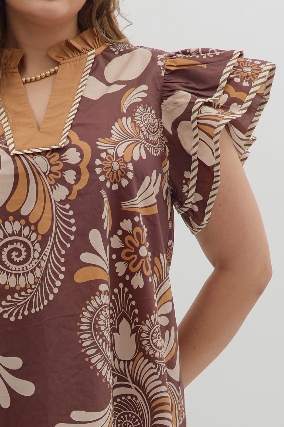 Boho Bloom Ruffle Top – Curvy