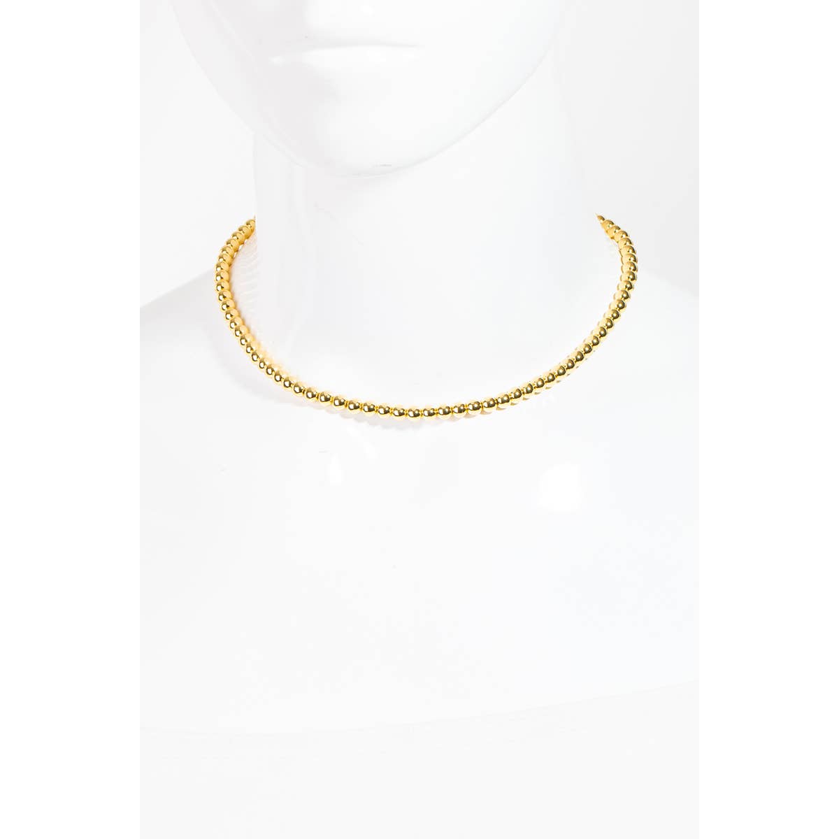 Gold Dipped Ball Beaded Necklace: Gold