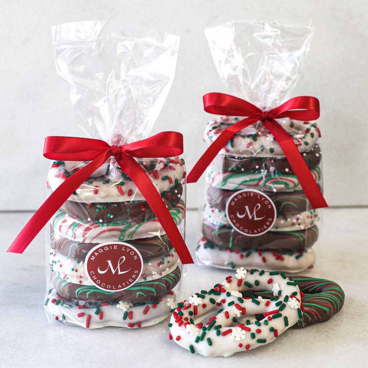 7pc M/C and W/C Covered Pretzels - Holiday Decorations