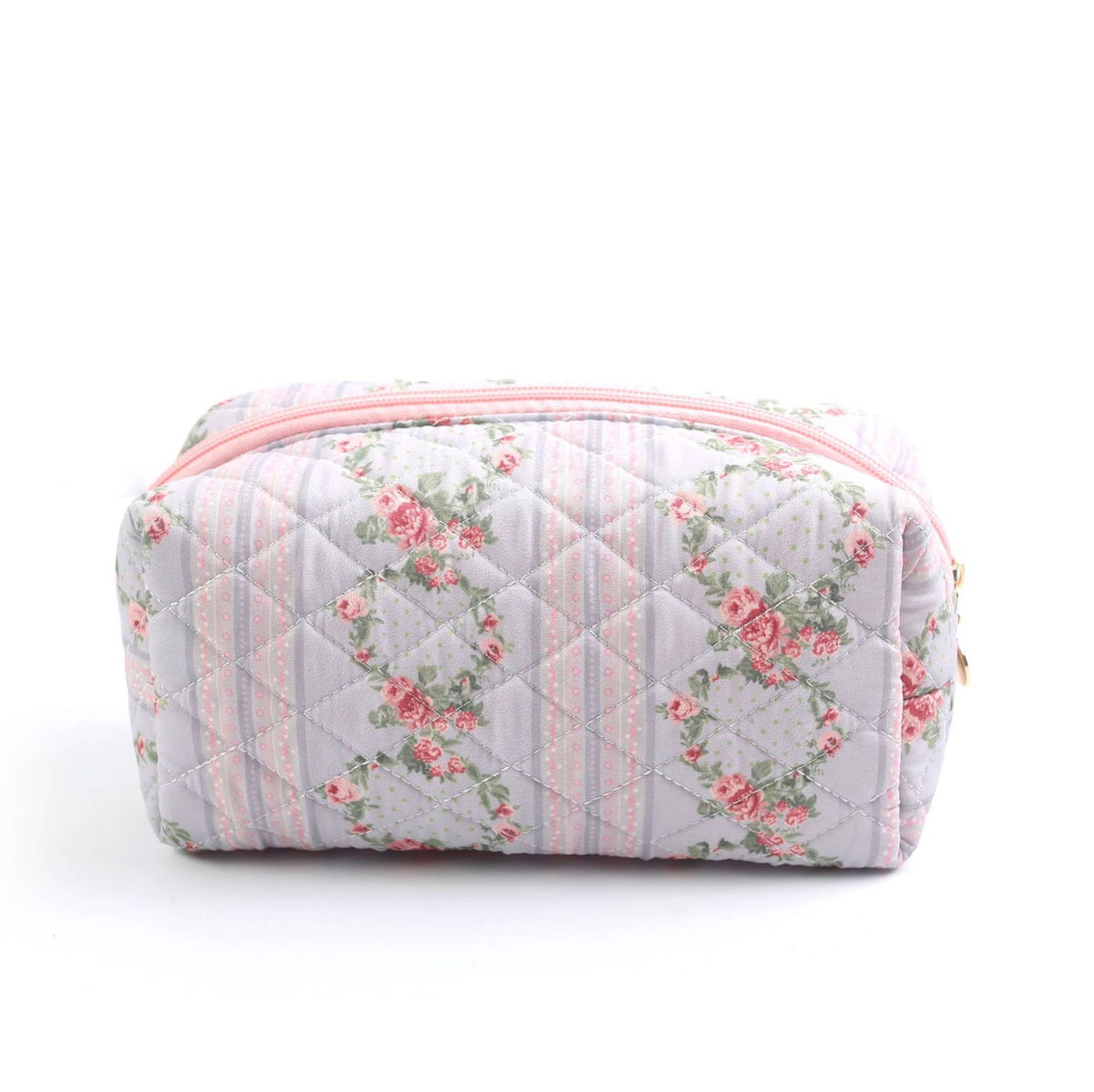 Quilted Floral Design Cosmetic Bag
