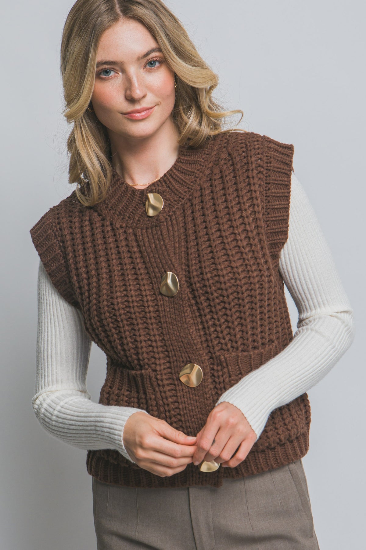 Cocoa Charm Knit Vest