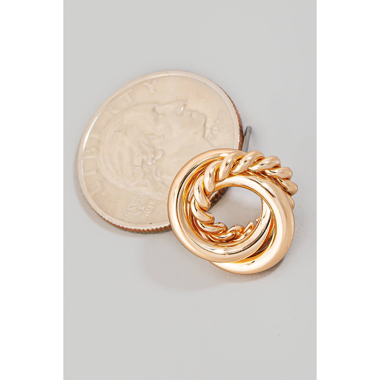 Intertwined Hoop Stud Post Earrings: GD