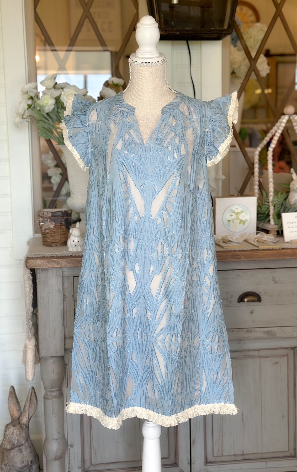 Fringe Detailed Burn Out Dress