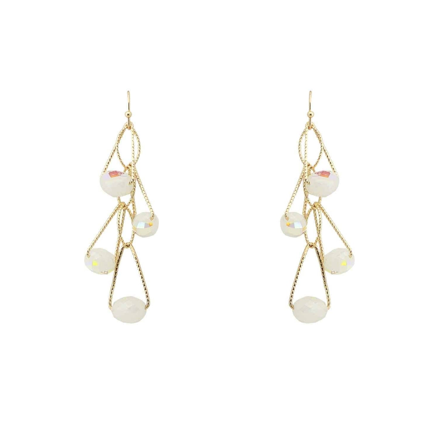 White Crystal with Gold Wiring 1.5" Earring