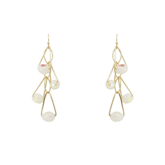 White Crystal with Gold Wiring 1.5" Earring