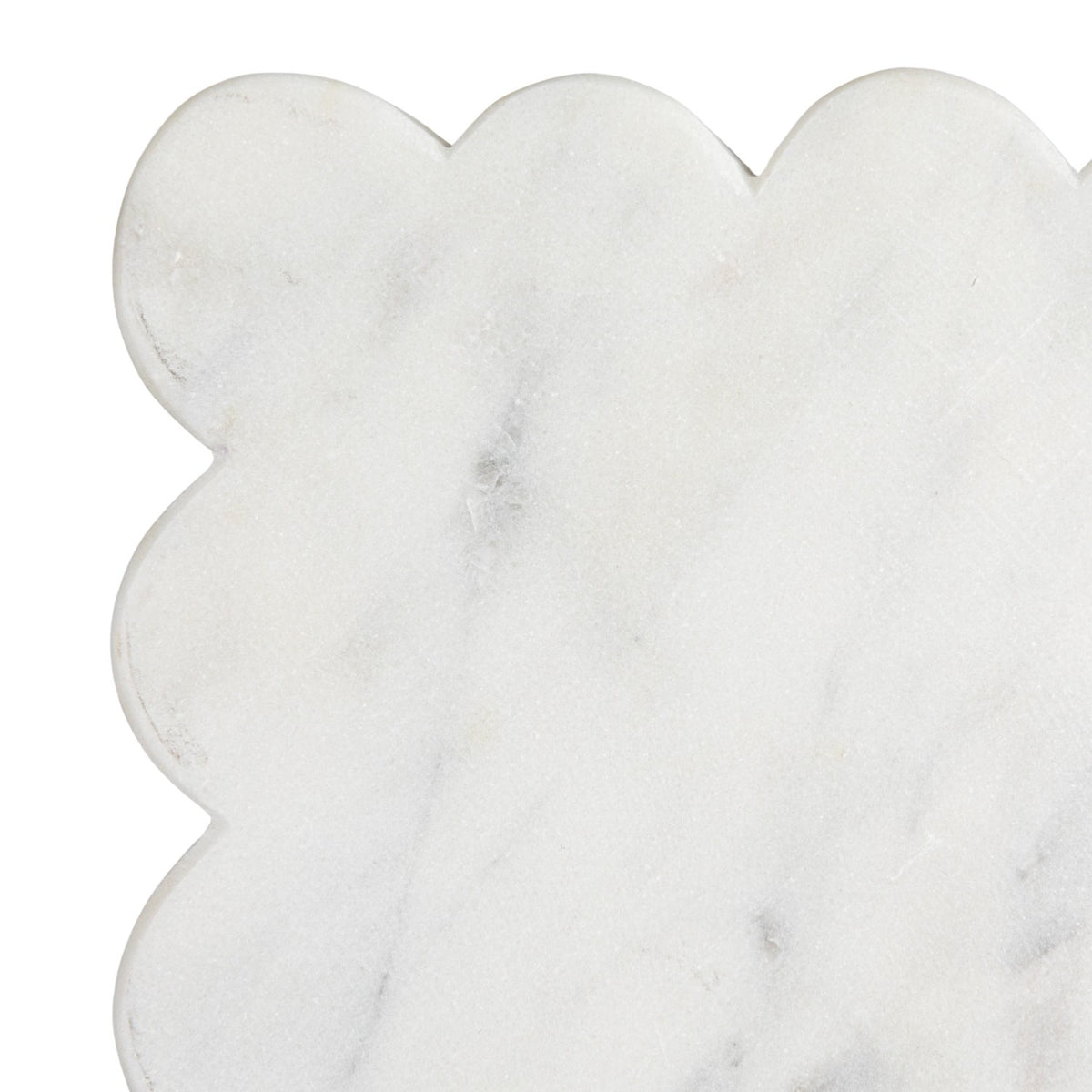 Marble Cheese/Cutting Board w/ Scalloped Edge, White