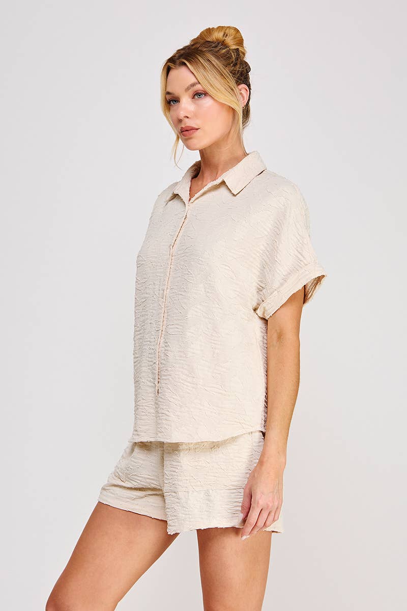 Breezy jacquard shirt: Sand, L
