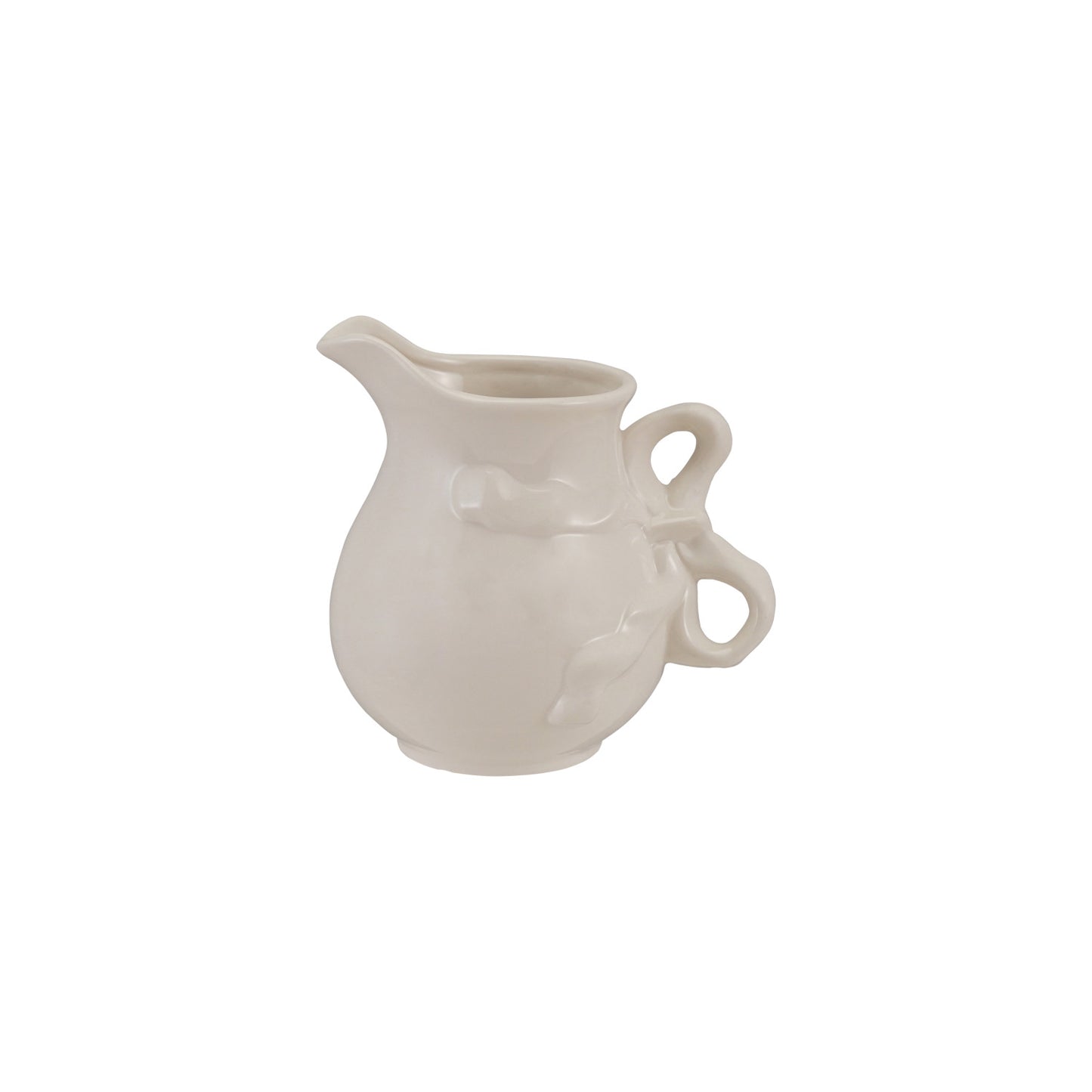 Stoneware Pitcher with Bow Shaped Handle, White