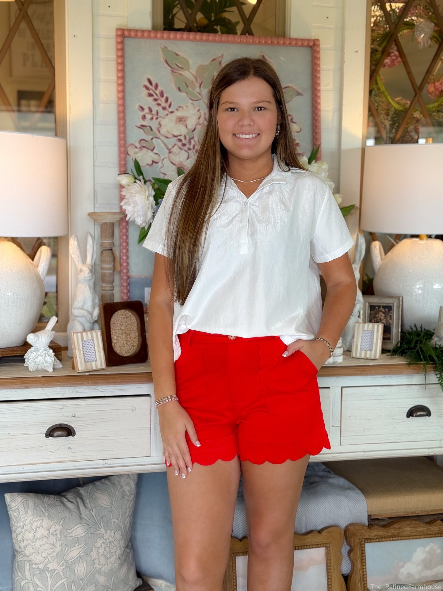 Sunset Scalloped Pocket Shorts