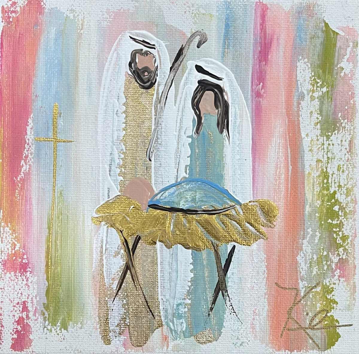 Pastel Nativity Framed Art 12x12