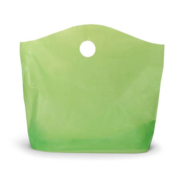 Wave Top Plastic Retail Merchandise Bags: Clear Frosted, Medium 18x15x6"