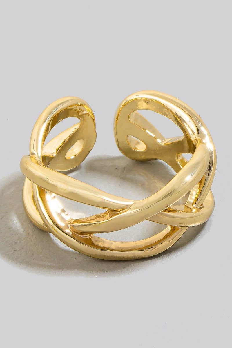 Metallic Woven Open Band Ring: G